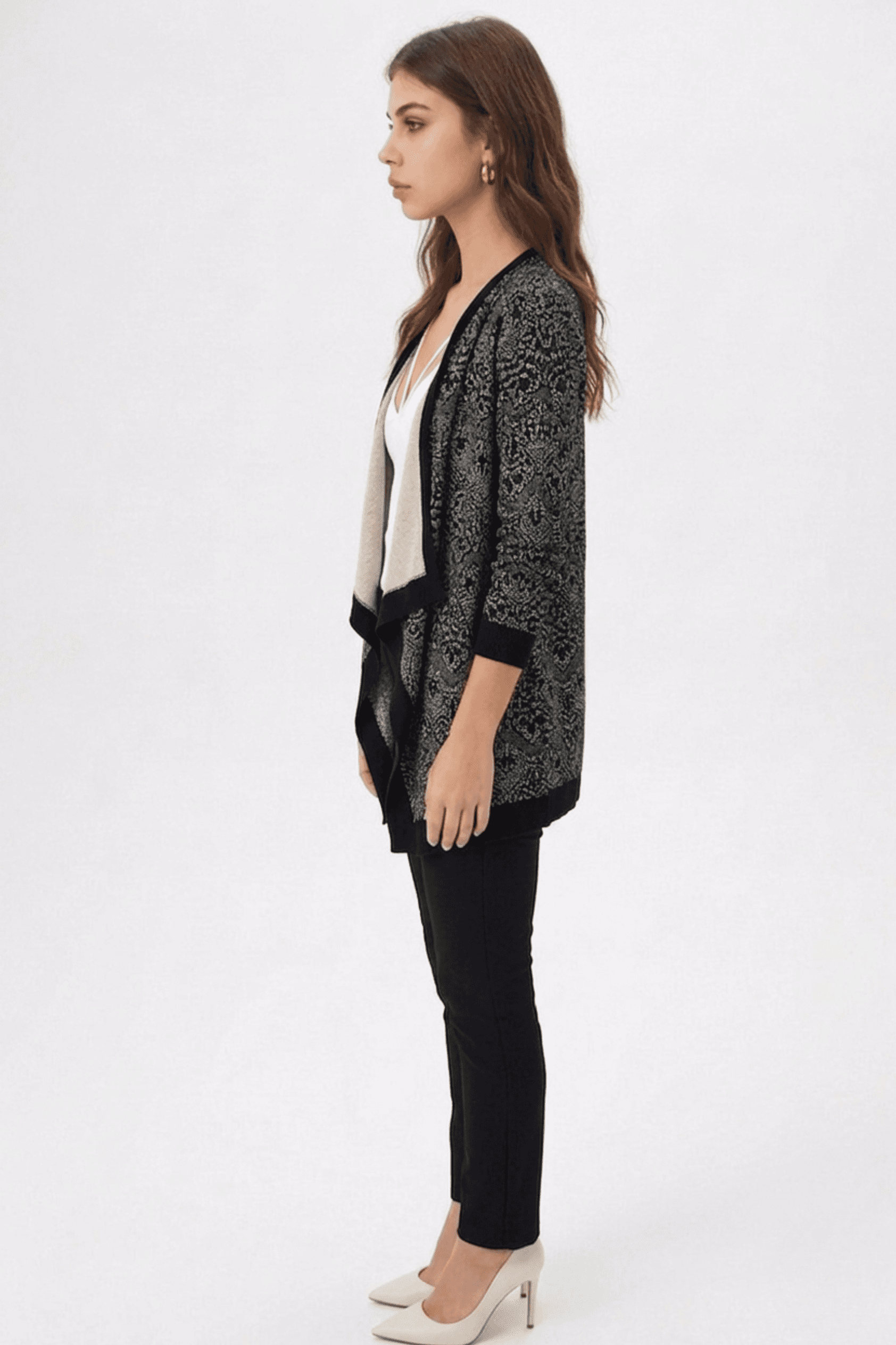 Cárdigan Abierto Jacquard Geométrico 3