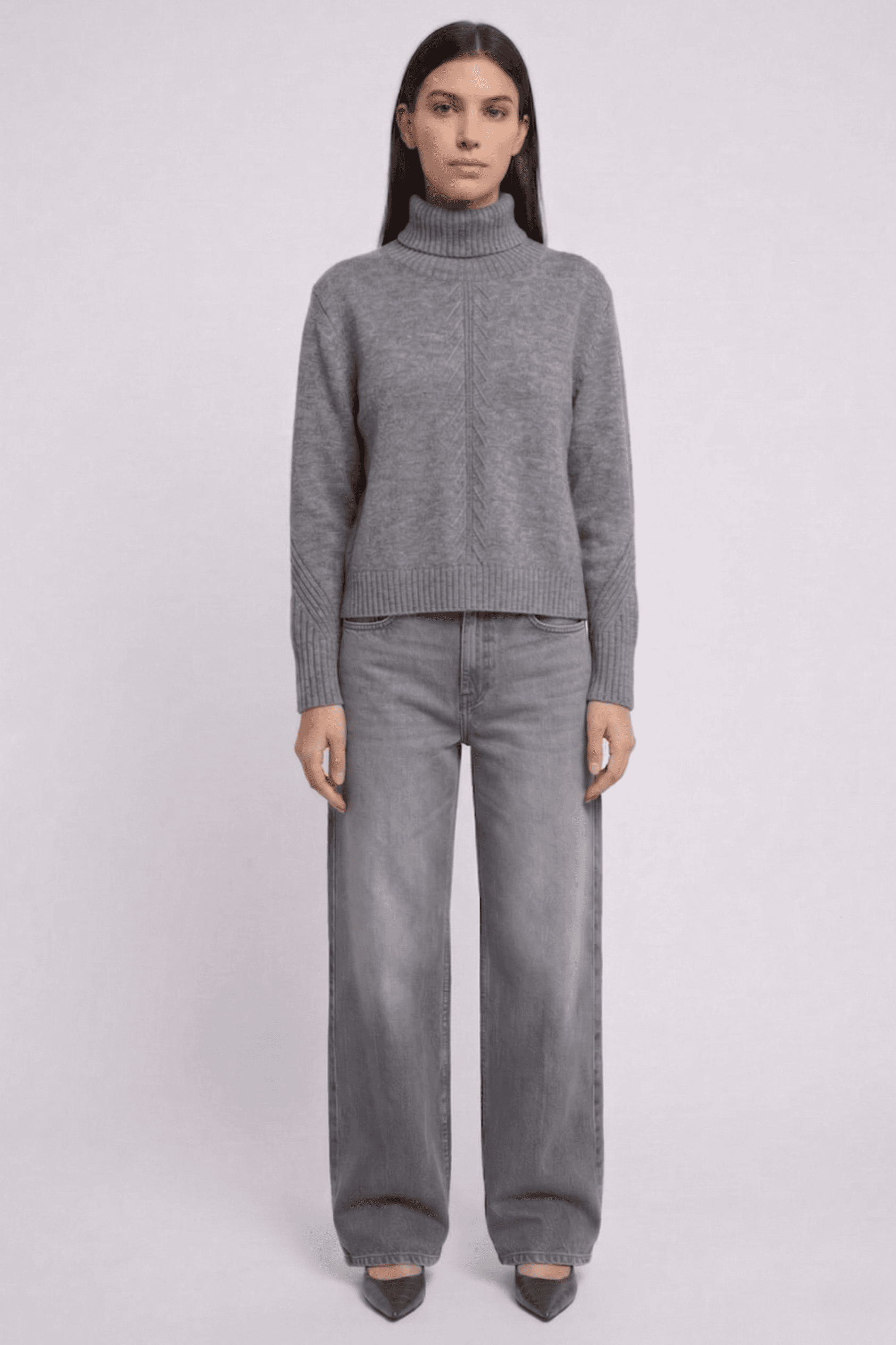 Suéter Punto Fino Cuello Alto Jaspeado 1