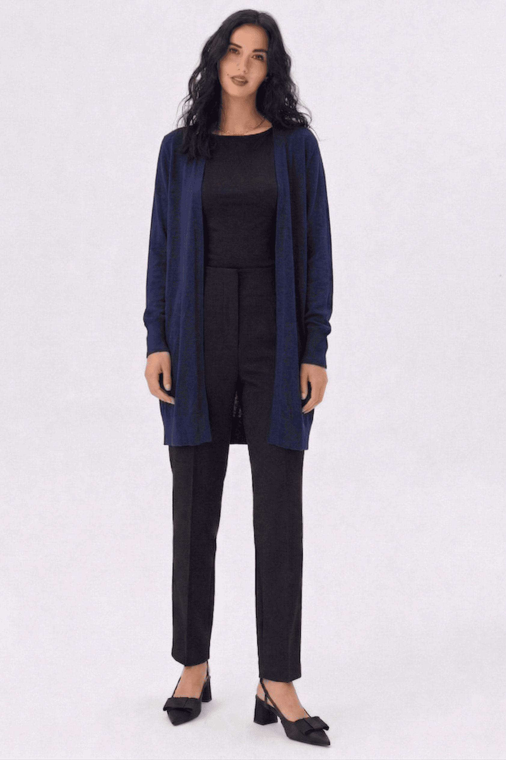 Cárdigan Largo Punto Fino 1