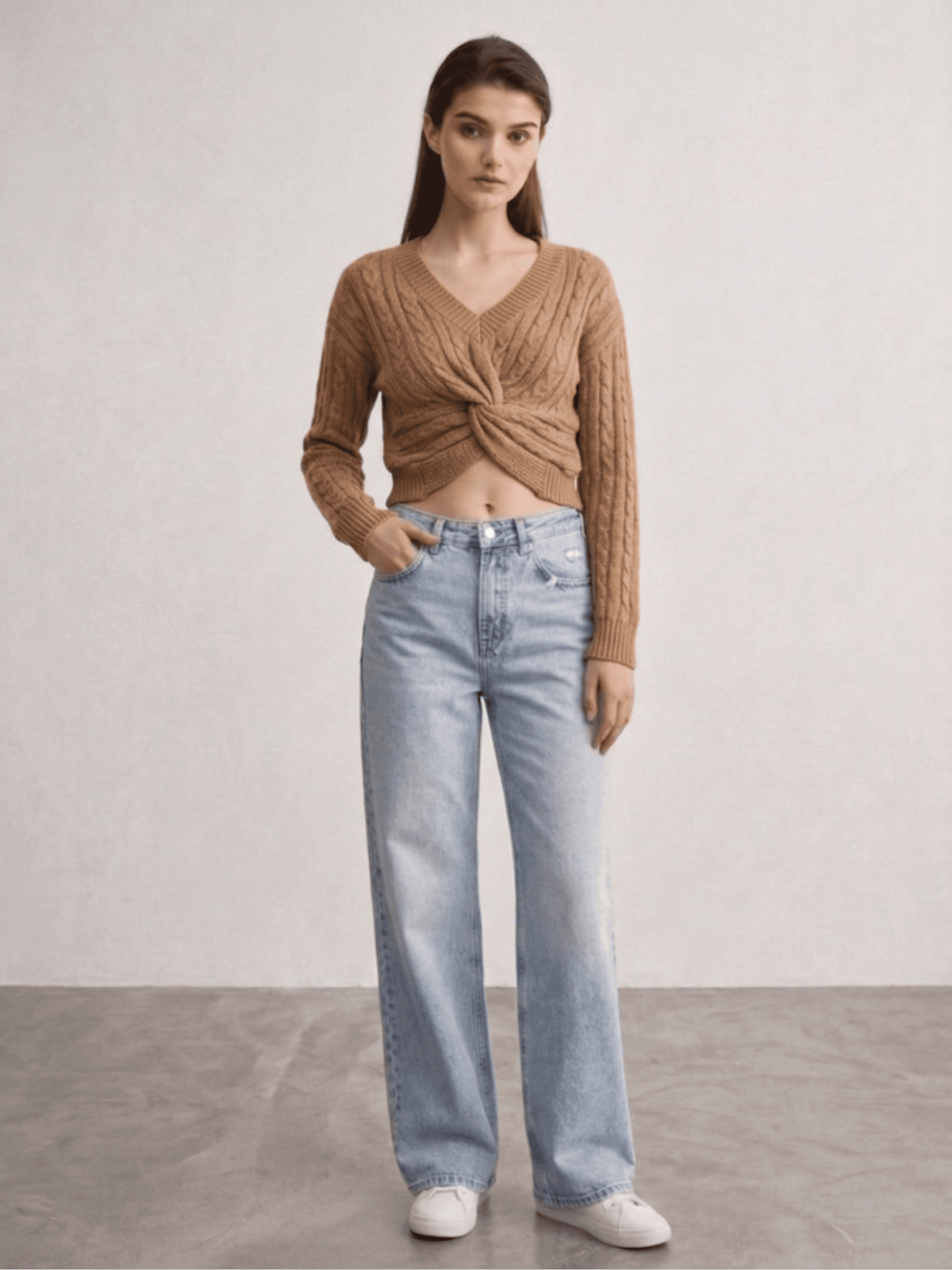 Suéter Corto Punto Trenzado Nudo 1