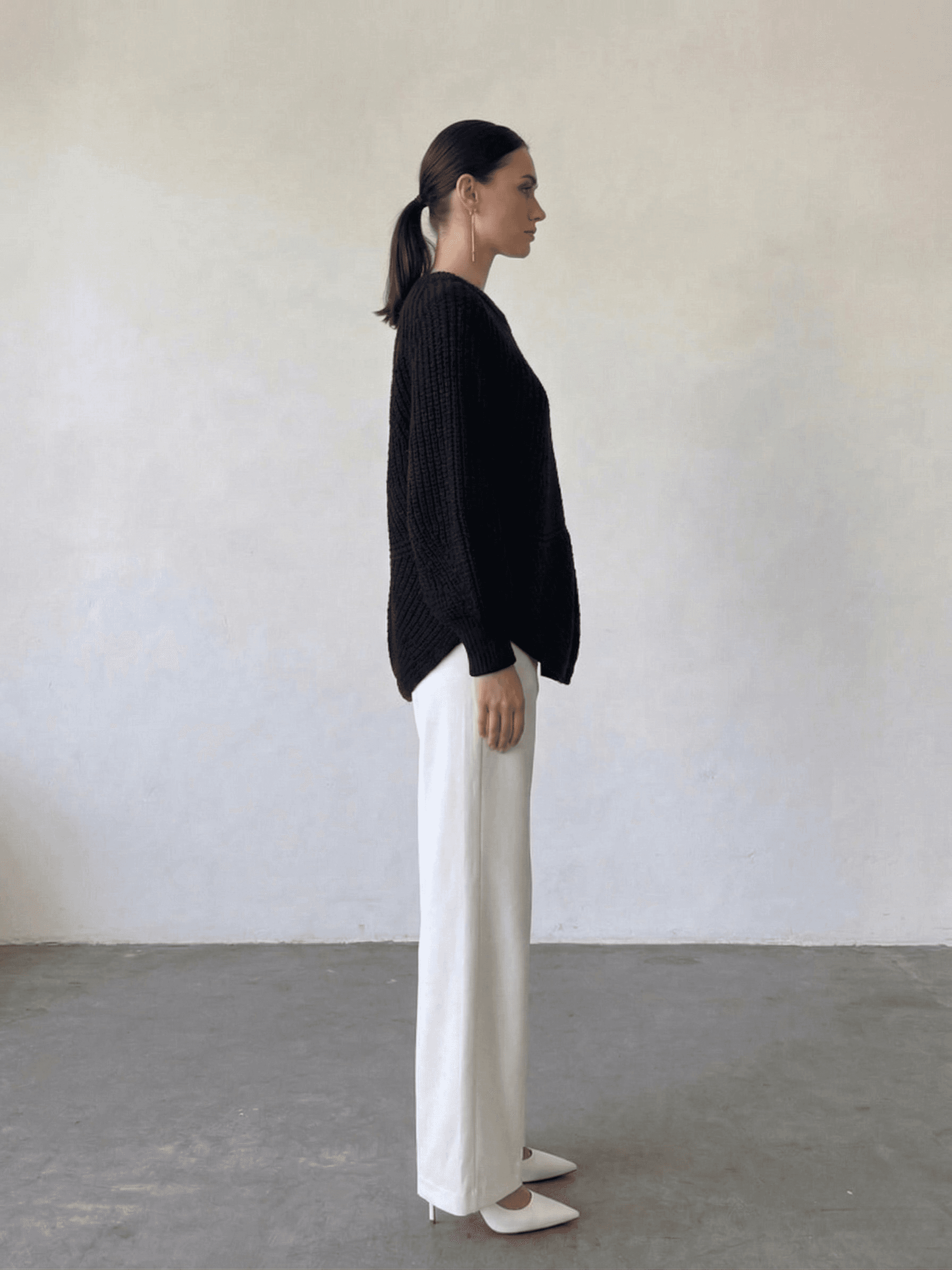 Suéter Negro Punto Trenzado Oversize 3