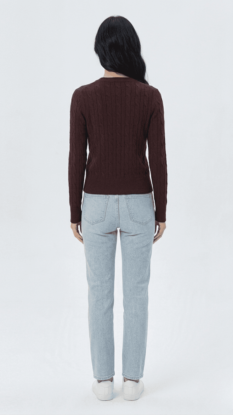 Cárdigan trenzado cuello redondo 4