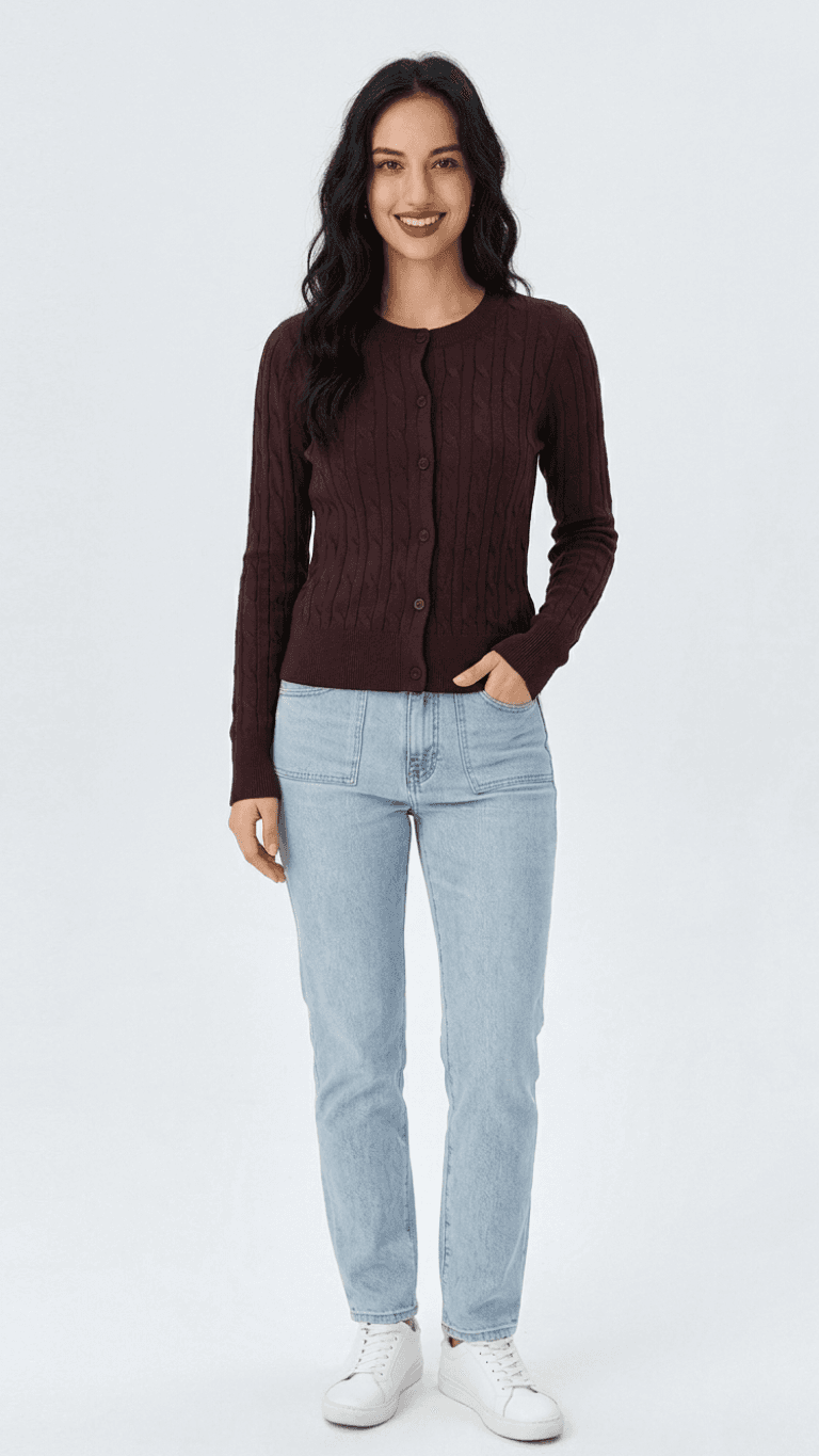 Cárdigan trenzado cuello redondo 1