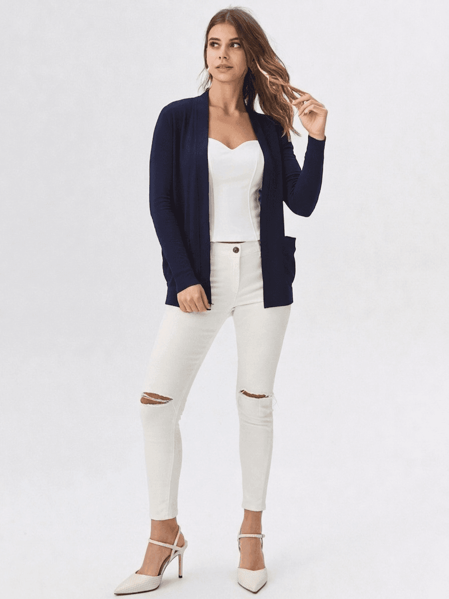 Cárdigan Largo Abierto con Bolsillos 1