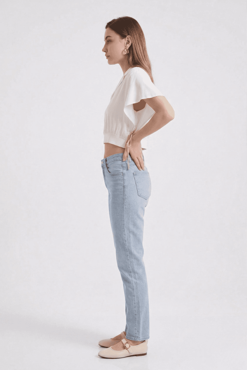 Blusa Crop de Popelín con Cuello Solapa 3