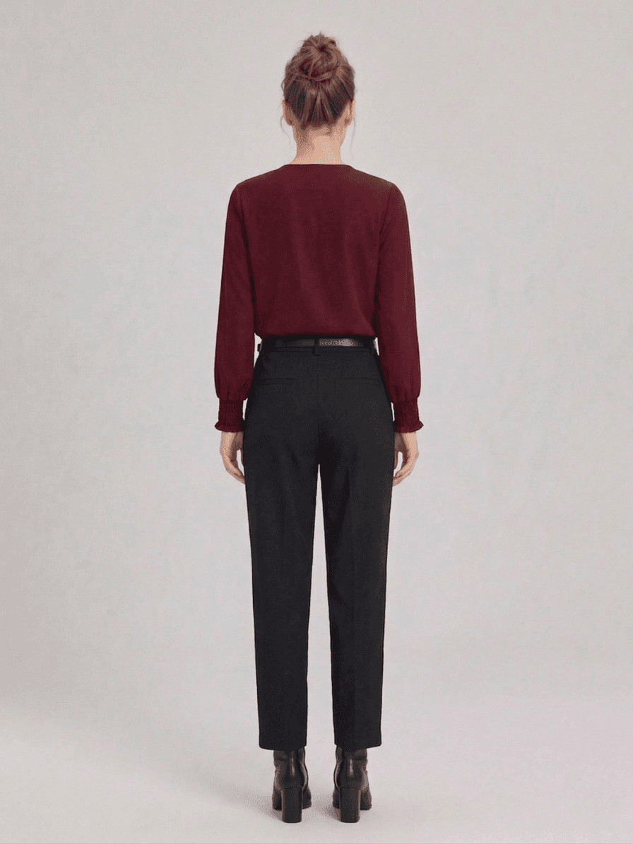 Blusa Fluida con Botones y Puños Fruncidos 4