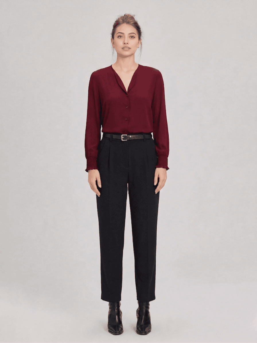 Blusa Fluida con Botones y Puños Fruncidos 1