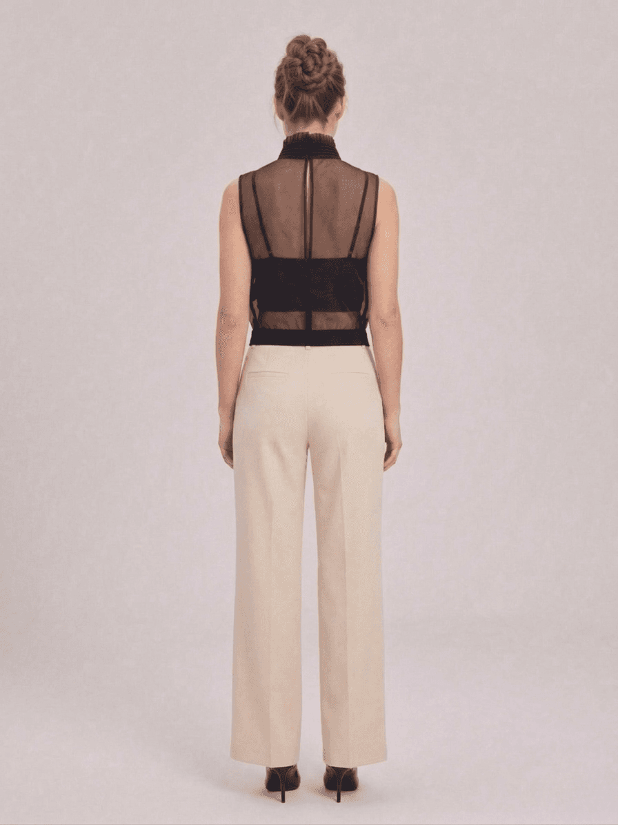 Top de Gasa Plisada con Cuello Subido 4