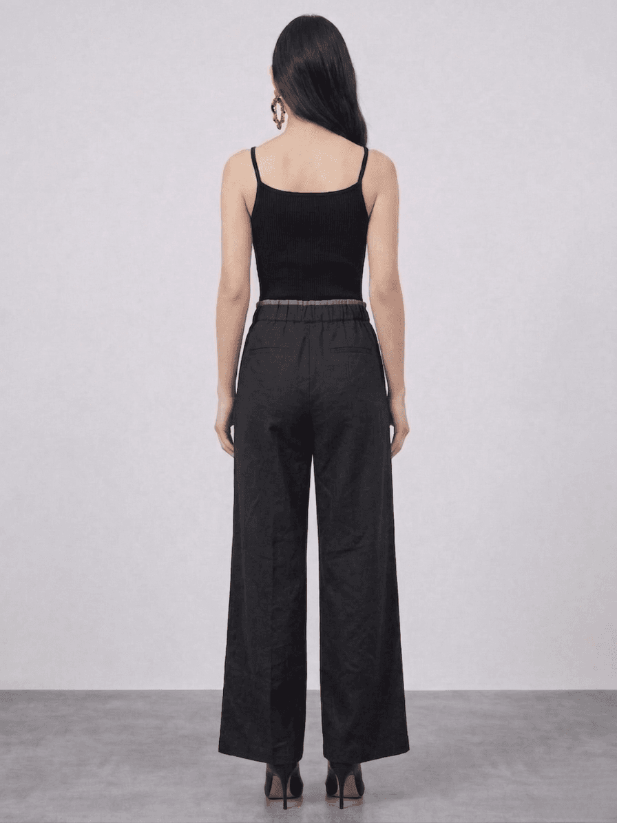 Pantalón Wide Leg con Galón Lateral en Contraste 4