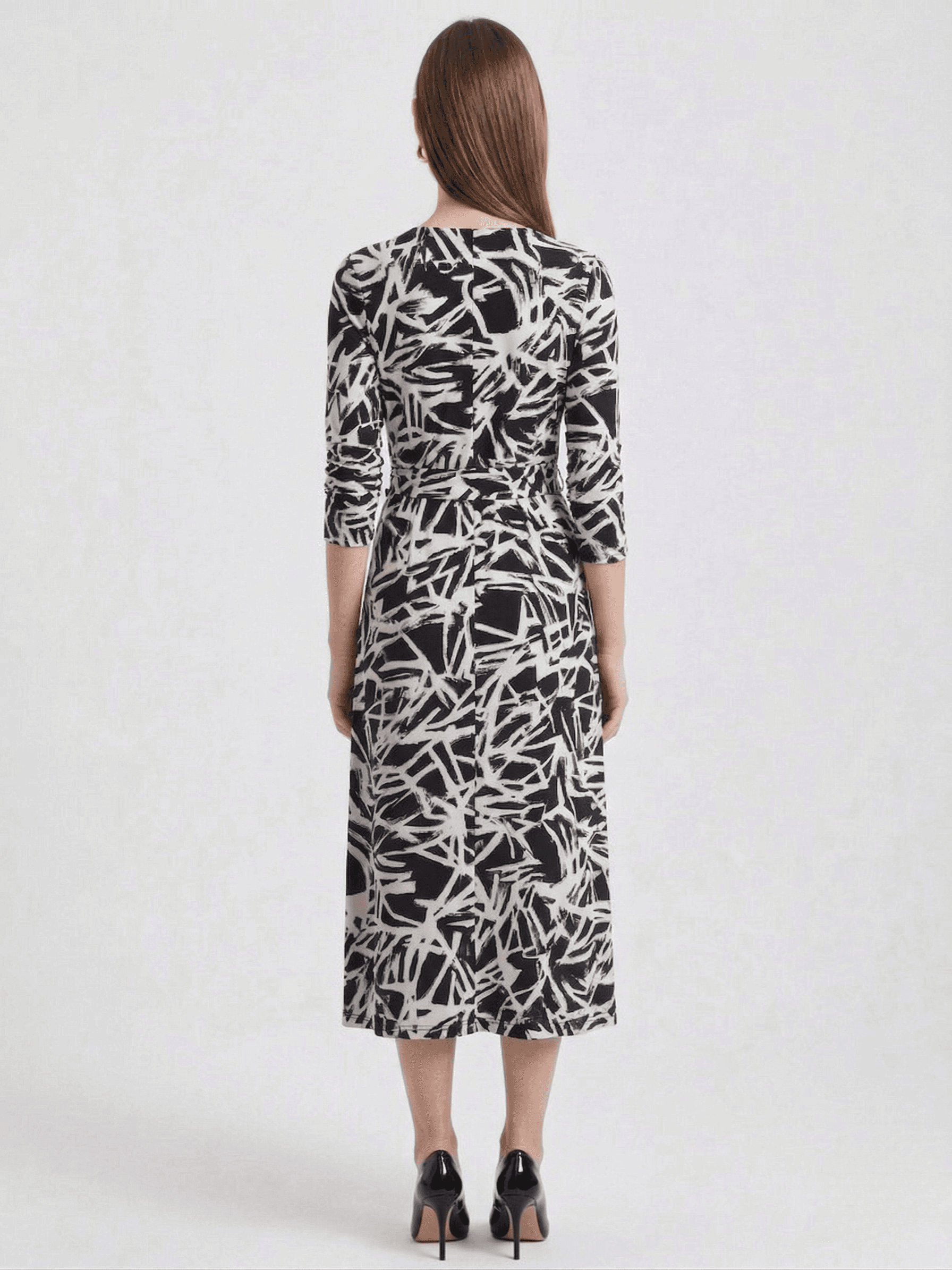 Vestido Midi Cruzado Estampado Negro 4