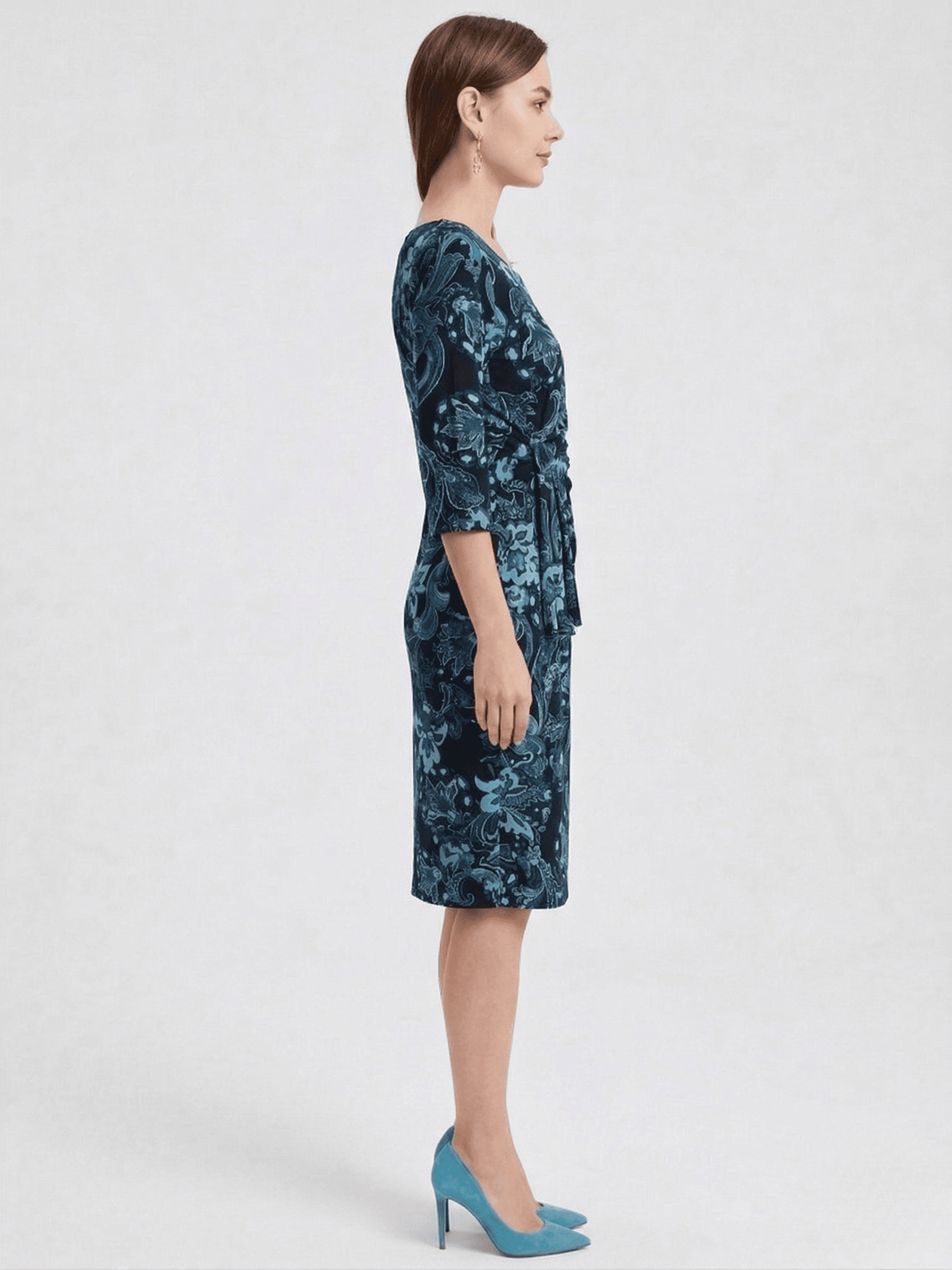 Vestido Midi Estampado Abstracto Azul 3