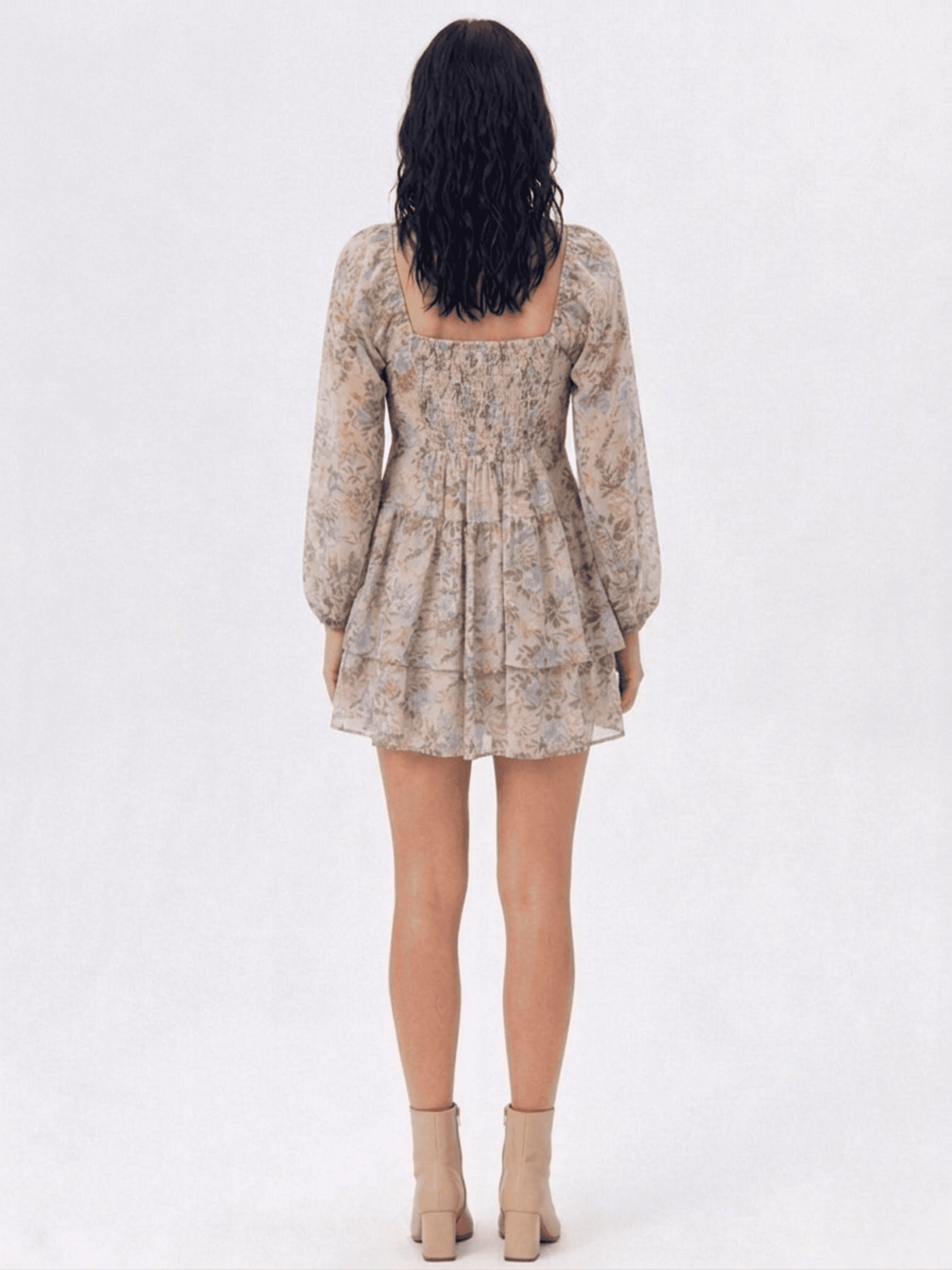 Vestido Corto Estampado Floral Beige 4