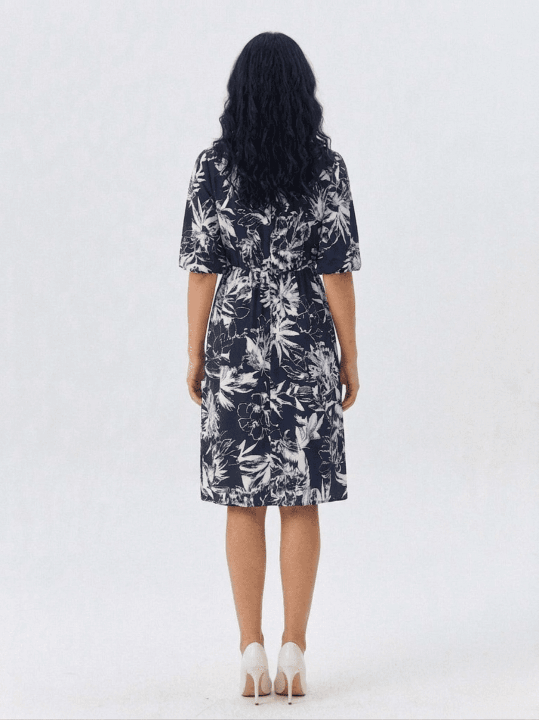 Vestido Midi Estampado Floral Azul 4